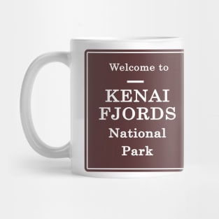 Kenai Fjords National Park sign Mug